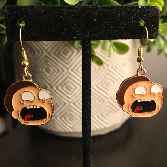 PICK ANY 2 FOR 15✨RICK AND MORTY Morty Screaming Gold Enamel Drop Earrings✨😱🦠 - Picture 2 of 6